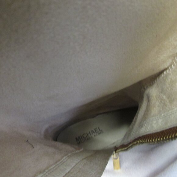 MICHAEL KORS Stockard Cognac Leather Tall Riding Boot Gold MK Sz 5.5 - Picture 15 of 16